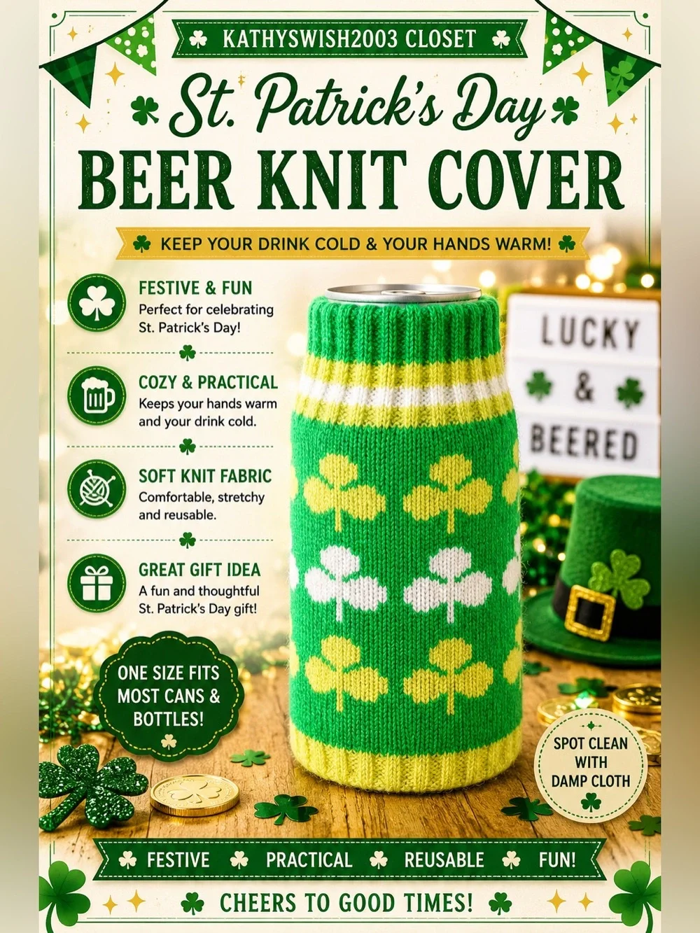 Drink Knit Cover to Celebrate St Patrick’s Day